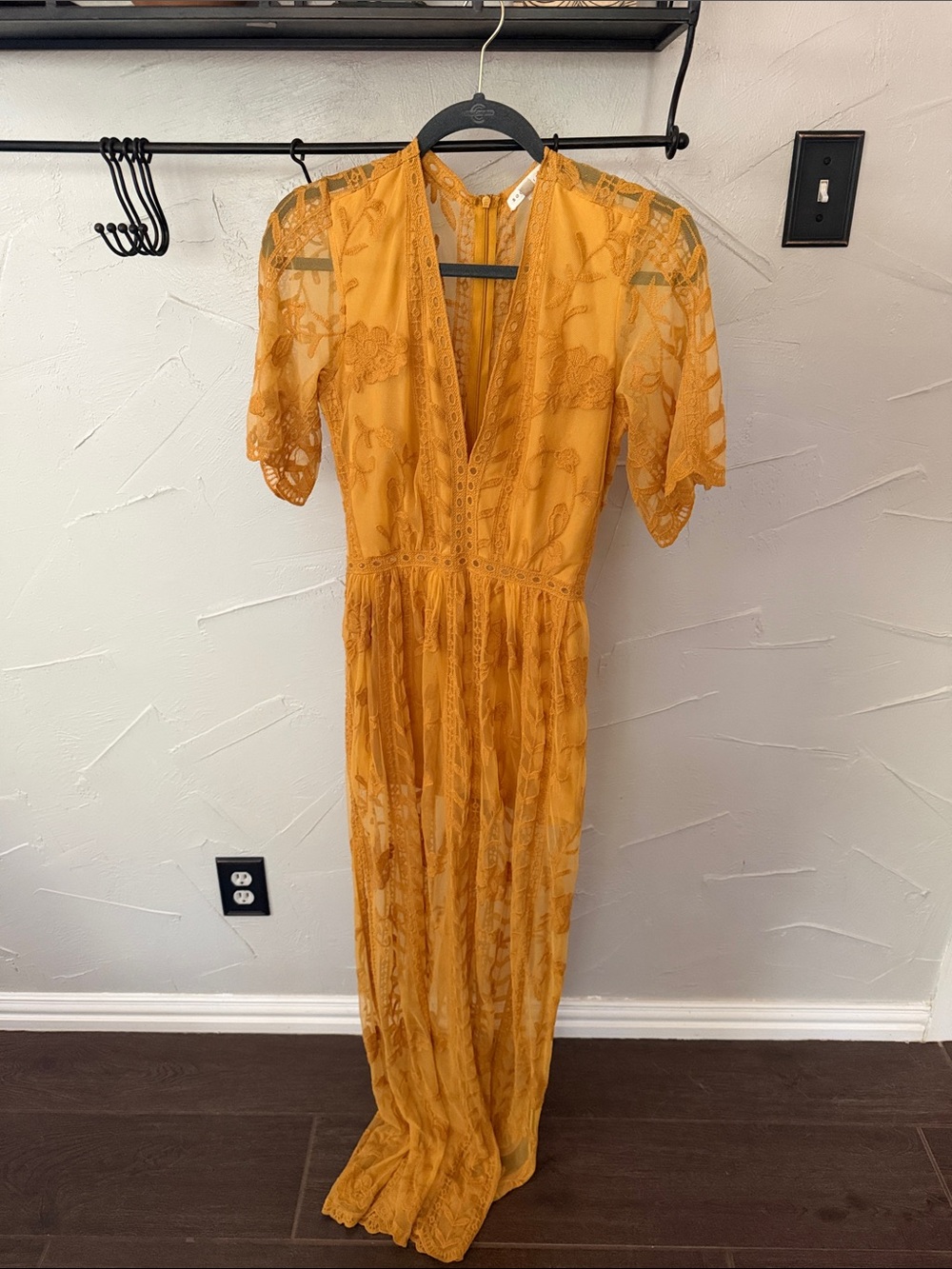 Socialite Golden Mustard Lace Maxi Dress romper short